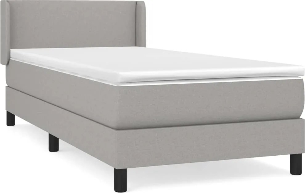 vidaXL világosszürke szövet rugós ágy matraccal 100 x 200 cm