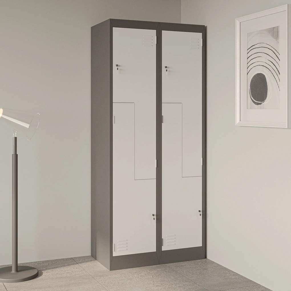 „L” típusú fémszekrény JULIA, 800 x 1850 x 450 mm, antracit-fehér