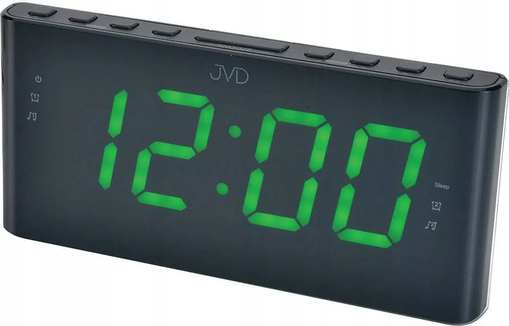 Zöld Jól Olvasható Led Rádiós Ébresztőóra Jvd SB1000.3 Fm Rádió Két Riasztás