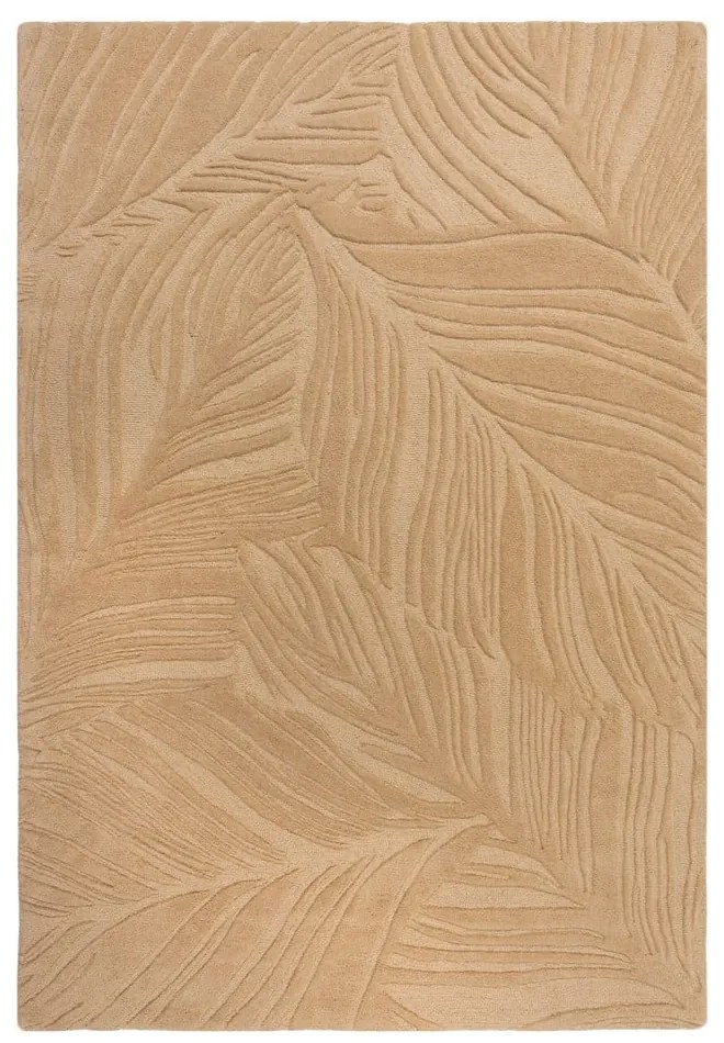 Lino Leaf világosbarna gyapjú szőnyeg, 160 x 230 cm - Flair Rugs
