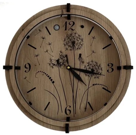 Li-Go 23688/DUB2 - LED falióra mozgásérzékelővel, LED/1xAA, átmérő 32 cm, tölgy