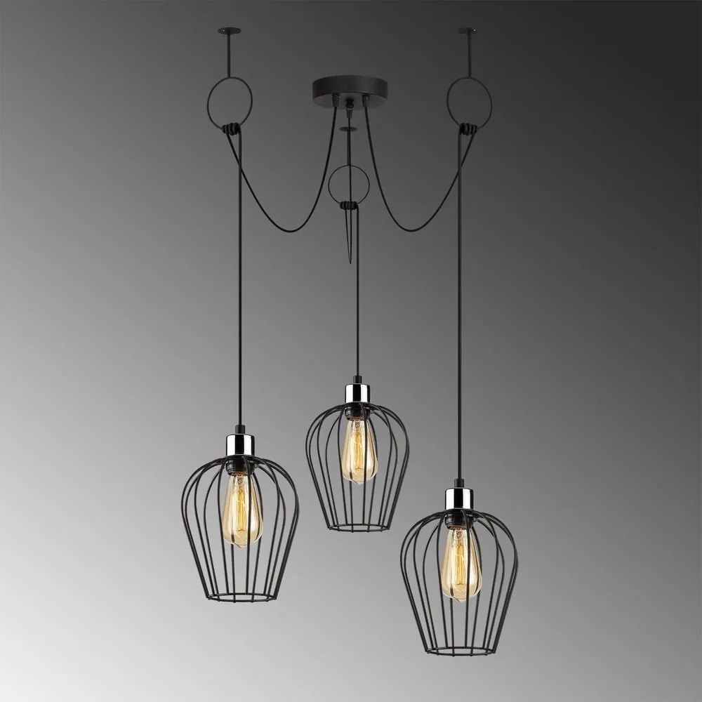Tel Chain fekete 3 izzós függőlámpa - Opviq lights