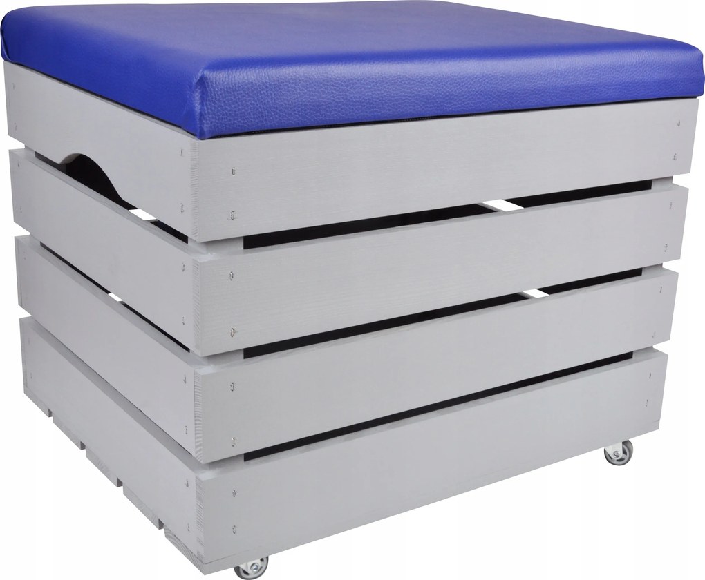 Fenyő Puff Ülőfelülettel Tárolórekesz Festett Kerekek