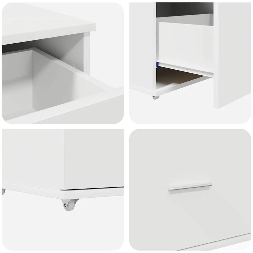 Asztal fiókkal polcokkal Fehér 131.5 x 50 x 106.5 cm Faanyag