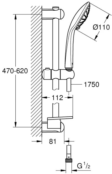 GROHE 27231001 - EUPHORIA 600 mm-es zuhanyszett, fényes króm