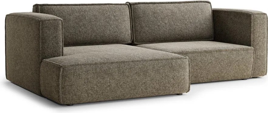 Barna zsenília kinyitható-tárolóhelyes sarokkanapé (bal oldali-heverő résszel) Velto – Maison de Rêve