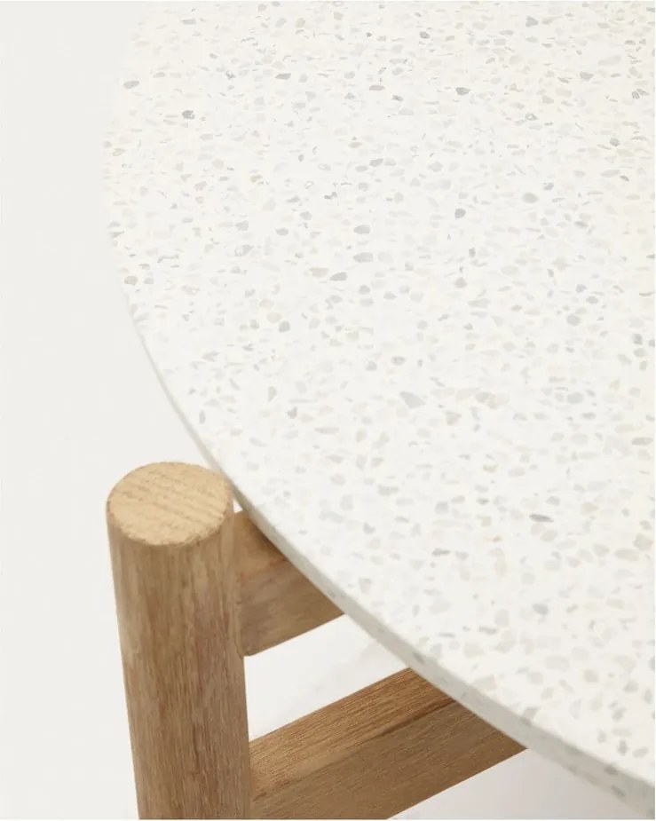 Kerek kerti dohányzóasztal terrazzo asztallappal ø 88,5 cm Pola – Kave Home