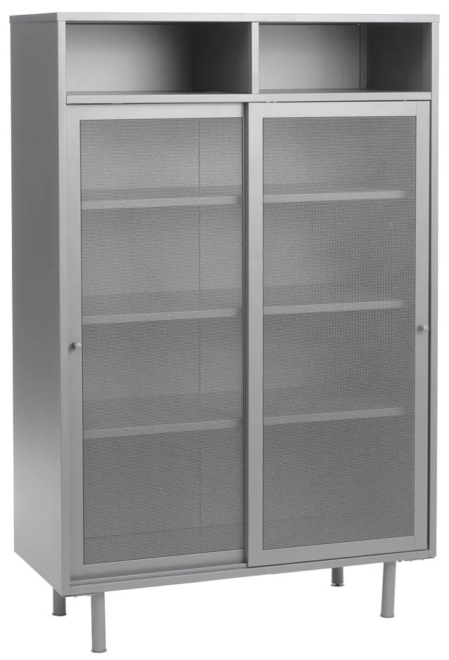 Szürke fém szekrény tolóajtóval 90x140x40 cm Veep – Unique Furniture