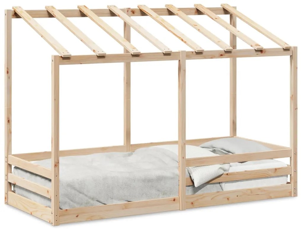 tömör fenyőfa gyerekágy tetővel 75 x 190 cm