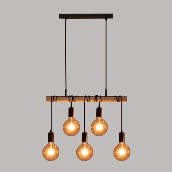 Atmosphera - Csillár zsinóron JAKE 5xE27/40W/230V fenyő