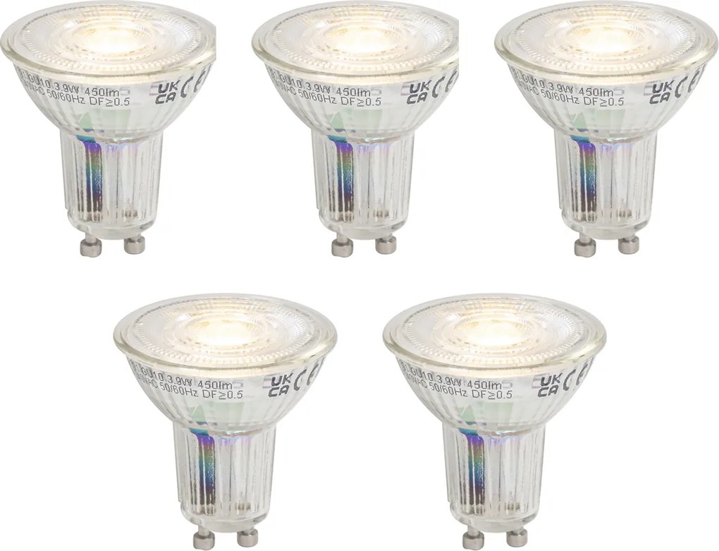 5 darabos GU10 szabályozható LED izzó szett 3,9W 450 lm 3000K Hosszú élettartamú