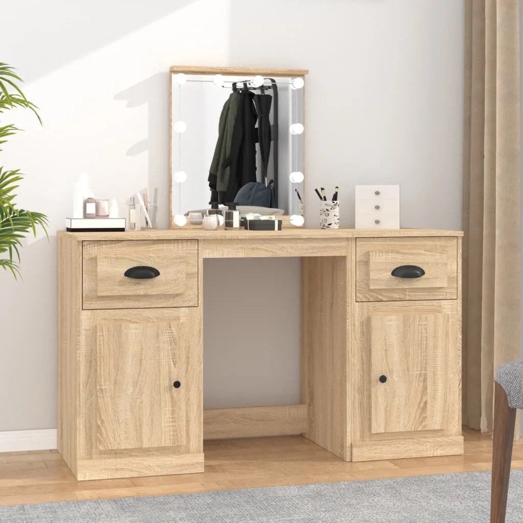 sonoma tölgy színű fésülködőasztal LED-del 130 x 50 x 132,5 cm