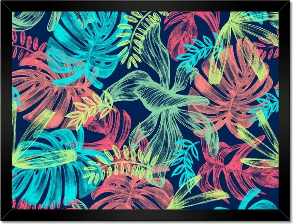 Monstera keretes poszter 40x30, levelek színben