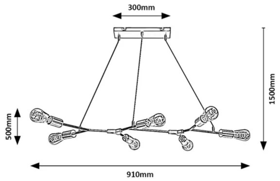 Rabalux 72027 - BRANWEN függeszték 7xE27/25W/230V, kábellel