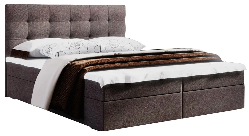 Franciaágy Boxspring 140 cm Fade 2 (sötétbarna) (matraccal és tárolóhellyel). 1046495