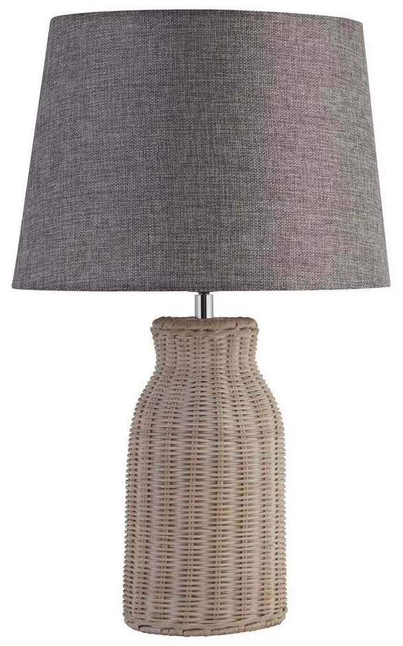 Searchlight EU60090WH - Asztali lámpa LIDO 1xE14/7W/230V rattan/szürke