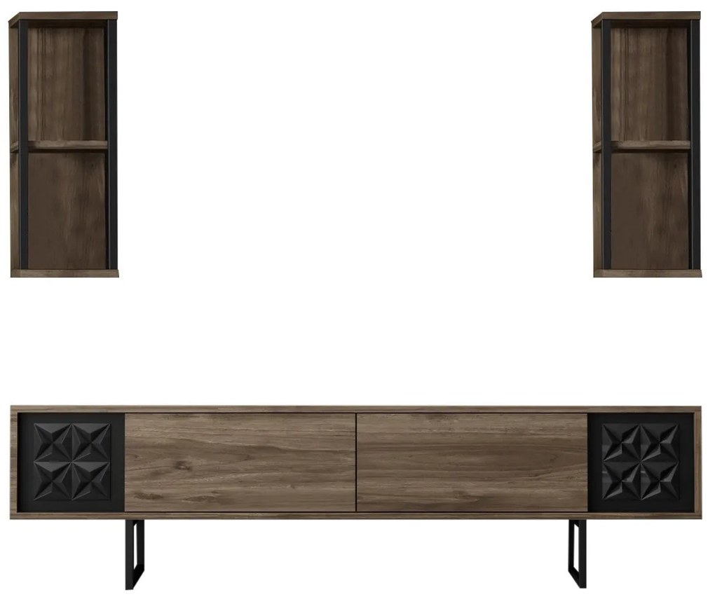 TV szekrény Black Line - Walnut, Black