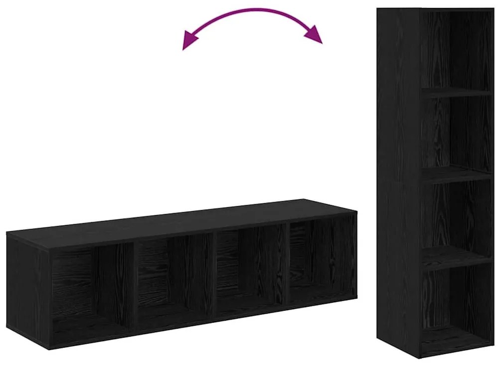 TV szekrény 4 pcs Fekete 37 x 37 x 142.5 cm Faanyag
