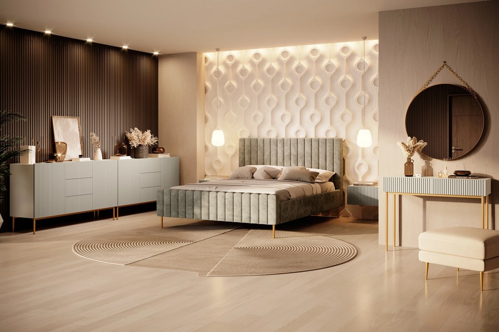 Nicole fésülködőasztal 100 cm fiókokkal - kasmír / arany lábak