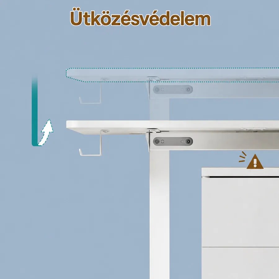 Állítható elektromos íróasztal 4 memória magassággal, 120x60cm, fehér