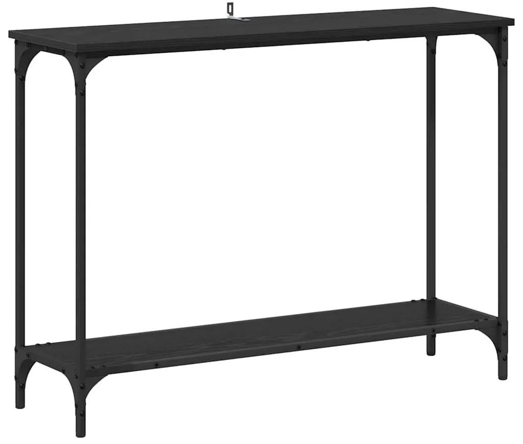 Konzolasztal polcokkal Musta tammi 101 x 30.5 x 75 cm Faanyag