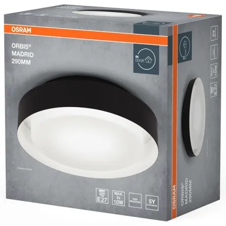 Osram - Mennyezeti lámpa ORBIS MADRID 2xE27/10W/230V átm. 29 cm fekete