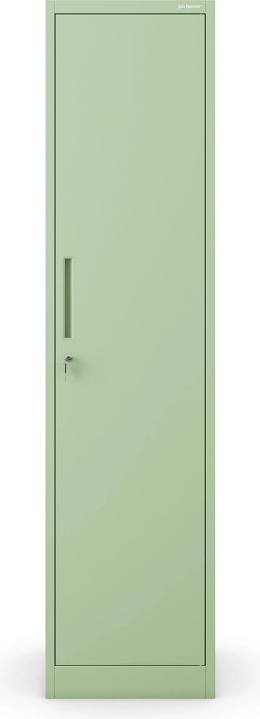 Keskeny fém irodai iratszekrény, pasztellzöld, 450x1850x400 mm: ALEX Fresh Style