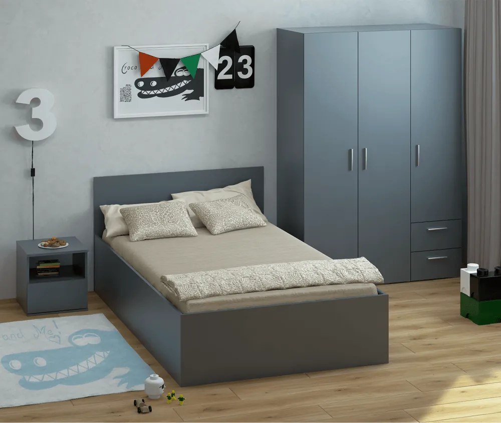 Ágy fém ráccsal és tárolóhellyel, 120x200, grafit, DOLI