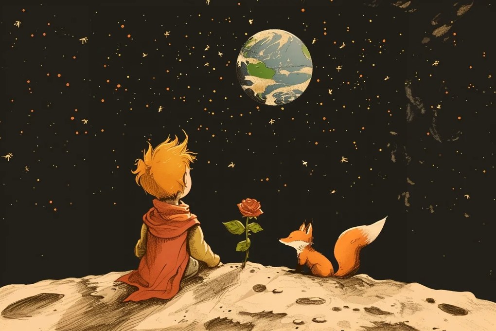 Canvas Vászonkép Gyerekek Kis Herceg Róka Bolygó Kozmosz 120x80