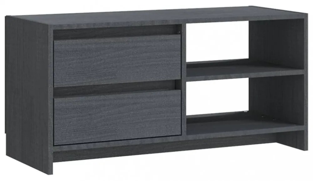 szürke tömör fenyőfa TV szekrény 80 x 31 x 39 cm