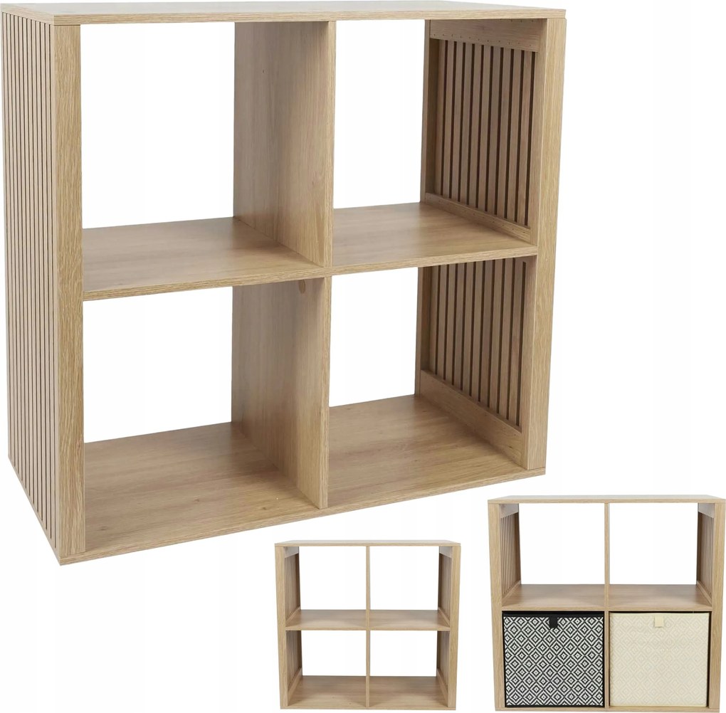 Linea Quadro könyvespolc 4 polccal nyitott tölgy könyvespolc nappaliba álló