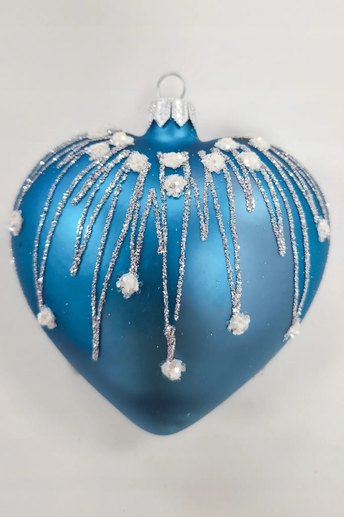 Karácsonyfadísz Kék szív 1 db