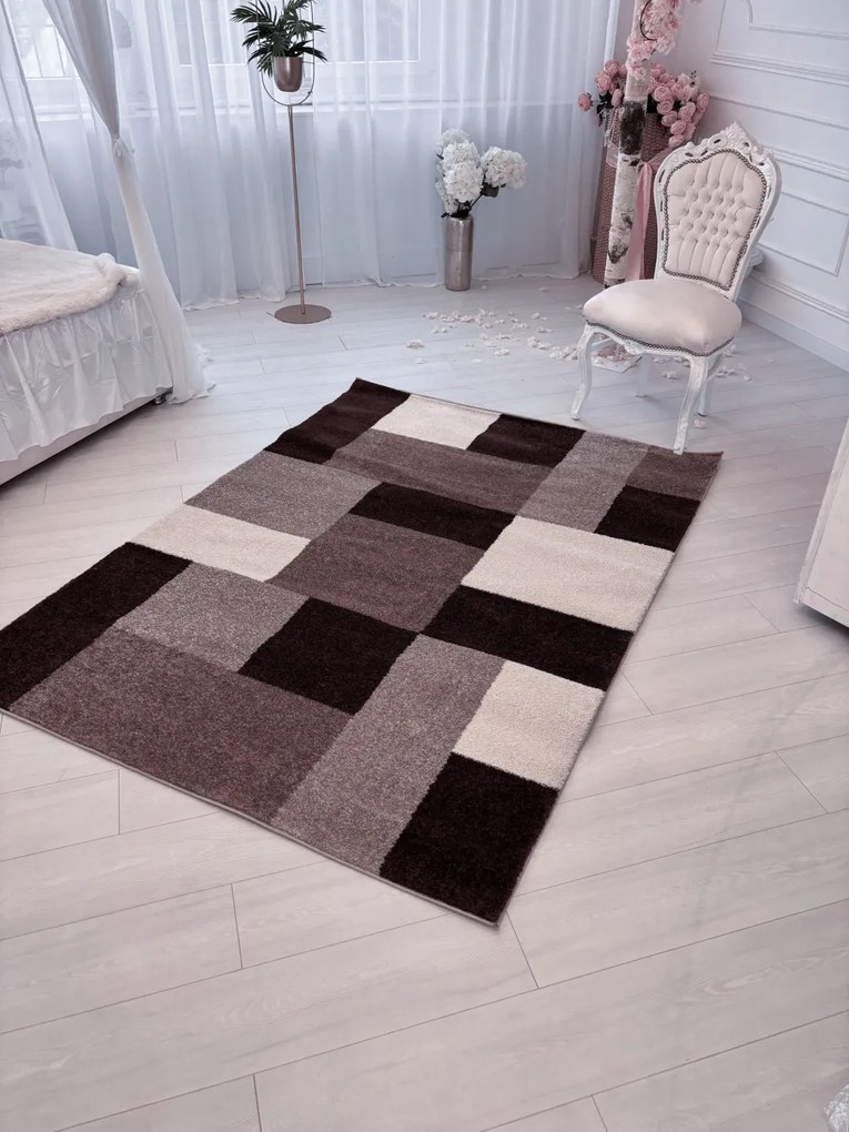 Nora 6921 barna modern szőnyeg 60 cm-es szett