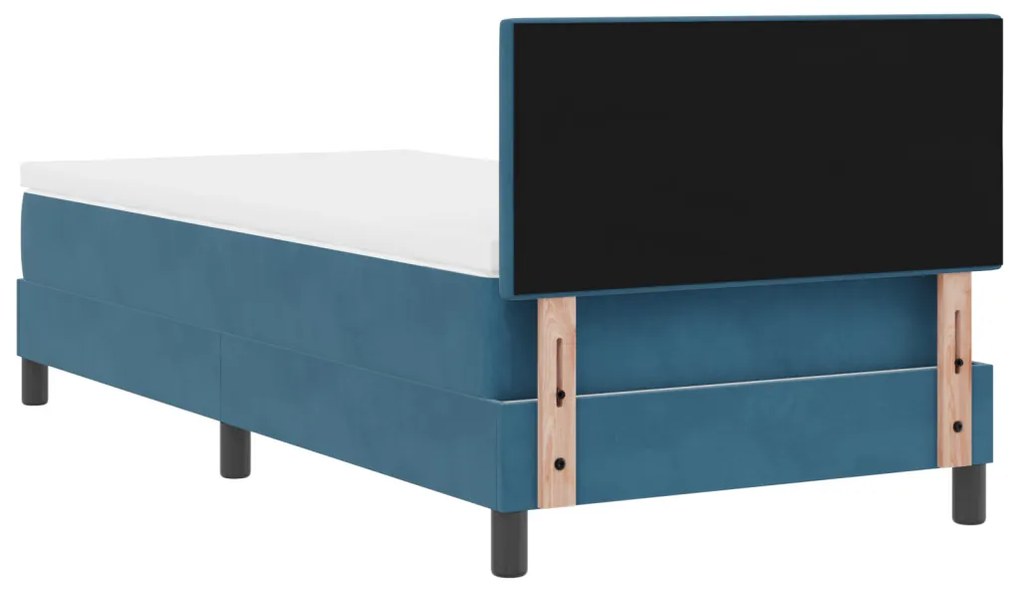 Box Spring Ágy Süket Sötétkék 100x200 cm Bársony