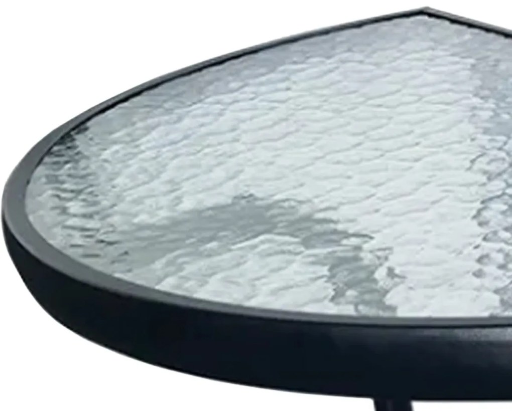 Kerti félkör alakú asztal üveglappal ISLAND 70x40 cm, fekete