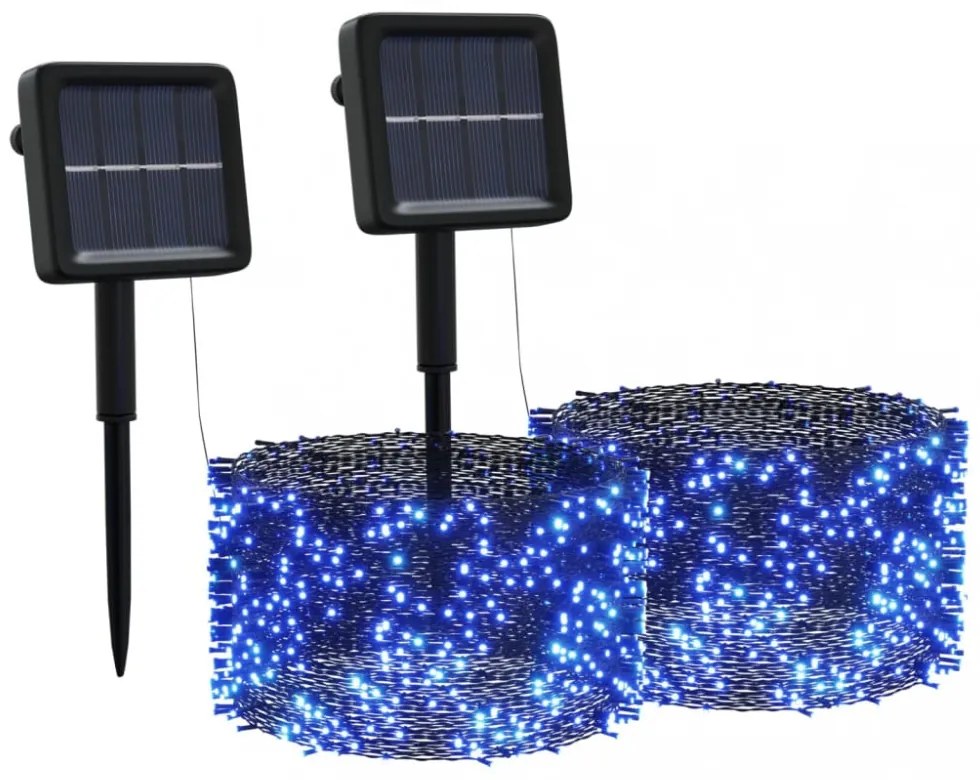 2 db 2x200 LED-es kék bel-/kültéri napelemes fényfüzér