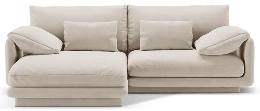 Fehér bársony sarokkanapé (bal oldali-heverő résszel) Torino – Micadoni