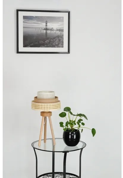 Brilagi - Asztali lámpa CEDAR LUNETA 1xE27/15W/230V rattan/barna/krém