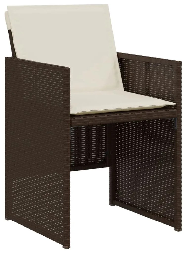vidaXL 3 részes barna polyrattan bisztrógarnitúra párnákkal