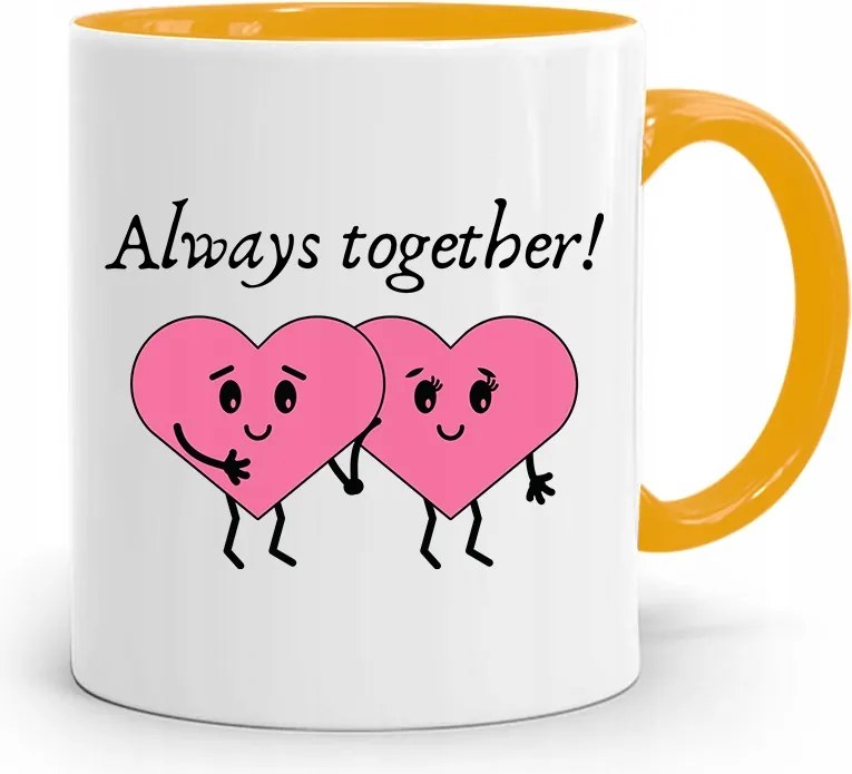 Sárga Bögre Valentin Napra Always Together! Ajándék fényképes nyomattal