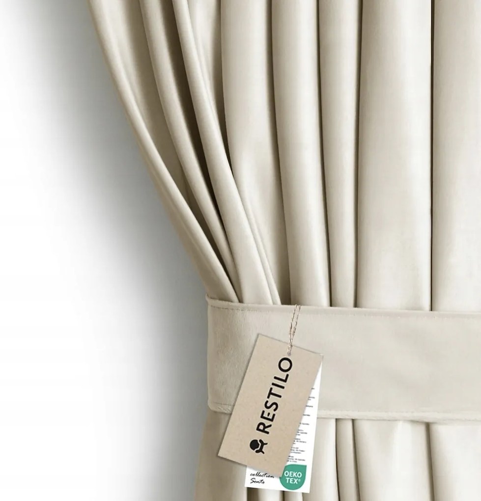 Függöny karikákkal AmeliaHome Velvet világos bézs 257219-1210