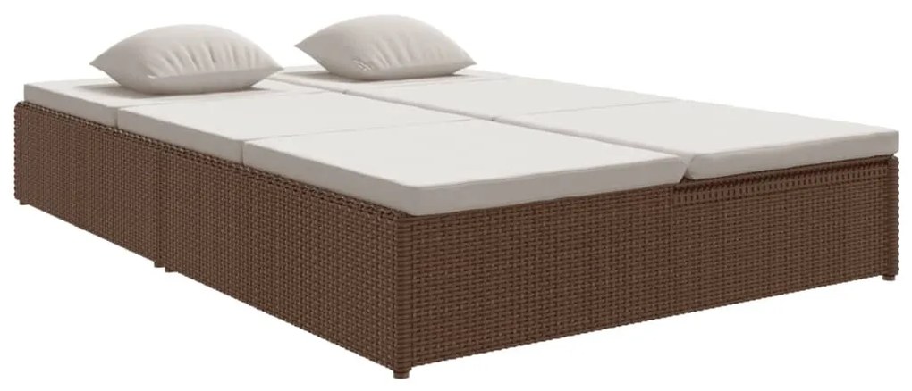 Barna polyrattan átalakítható napozóágy párnákkal