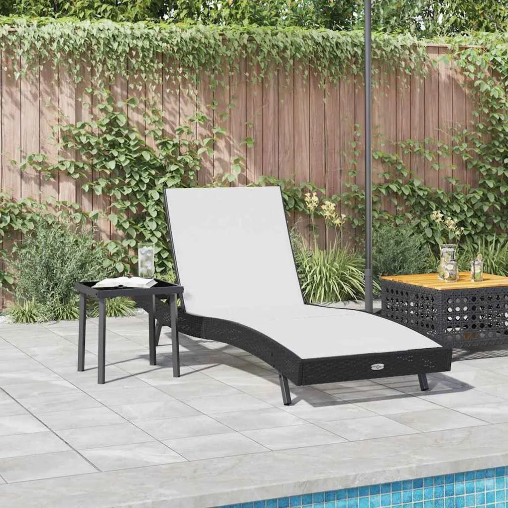 Napozóágy asztallal 2 pcs Fekete, Fehér 40 x 40 x 40.5 cm