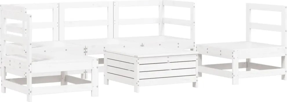 vidaXL 6 részes fehér tömör fenyőfa kerti kanapészett