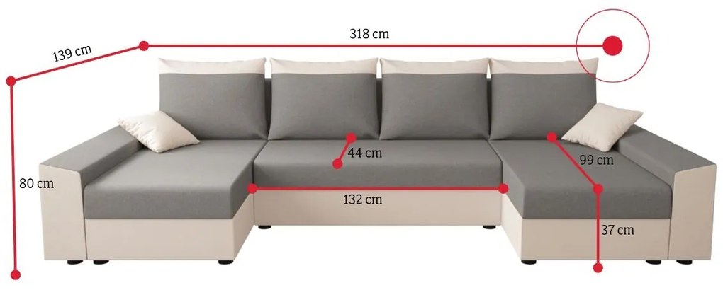 PAMELA ágyazható U alakú ülőgarnitúra - sawana 05/sawana 14