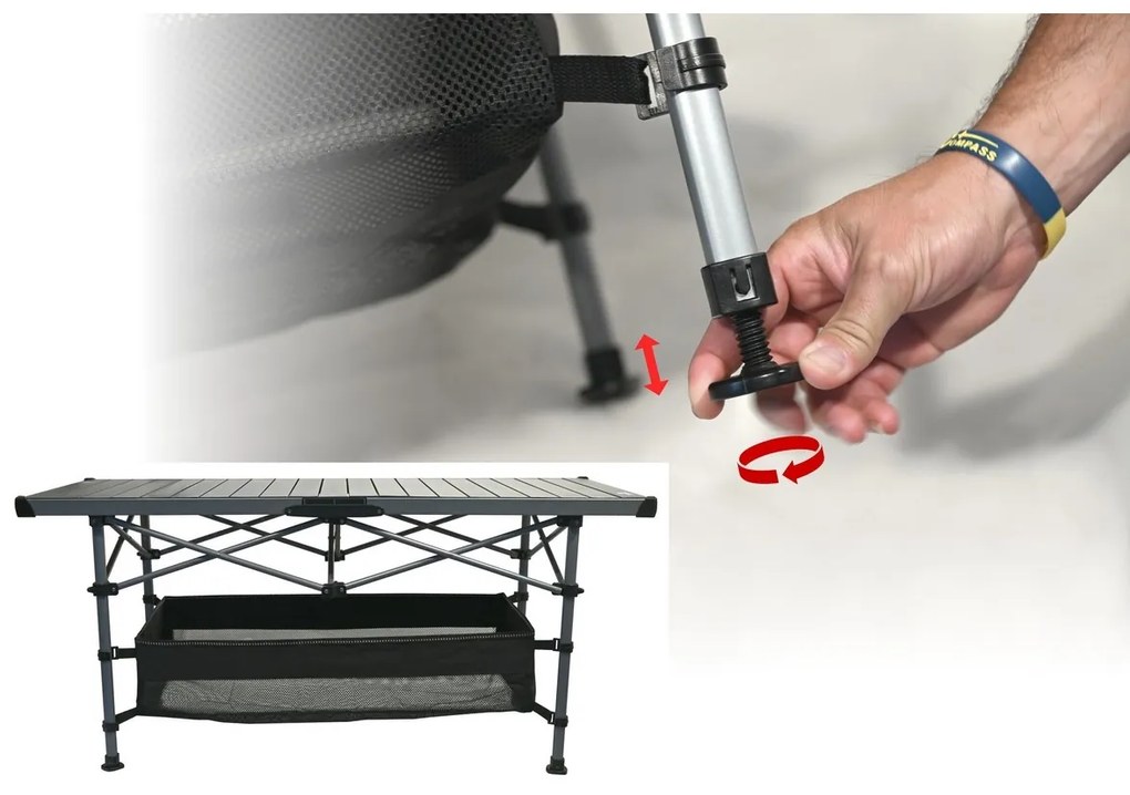 Cattara 13492 Roll Camping összecsukható asztal, 123 x 55 cm