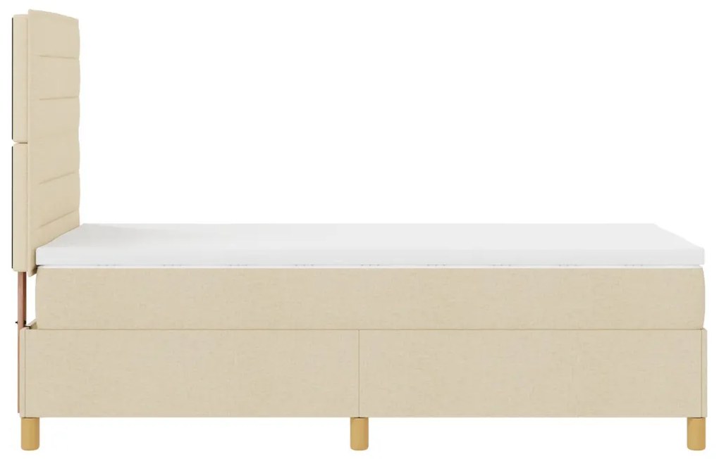 Box Spring ágy matraccal, krém, 90x200 cm, szövet