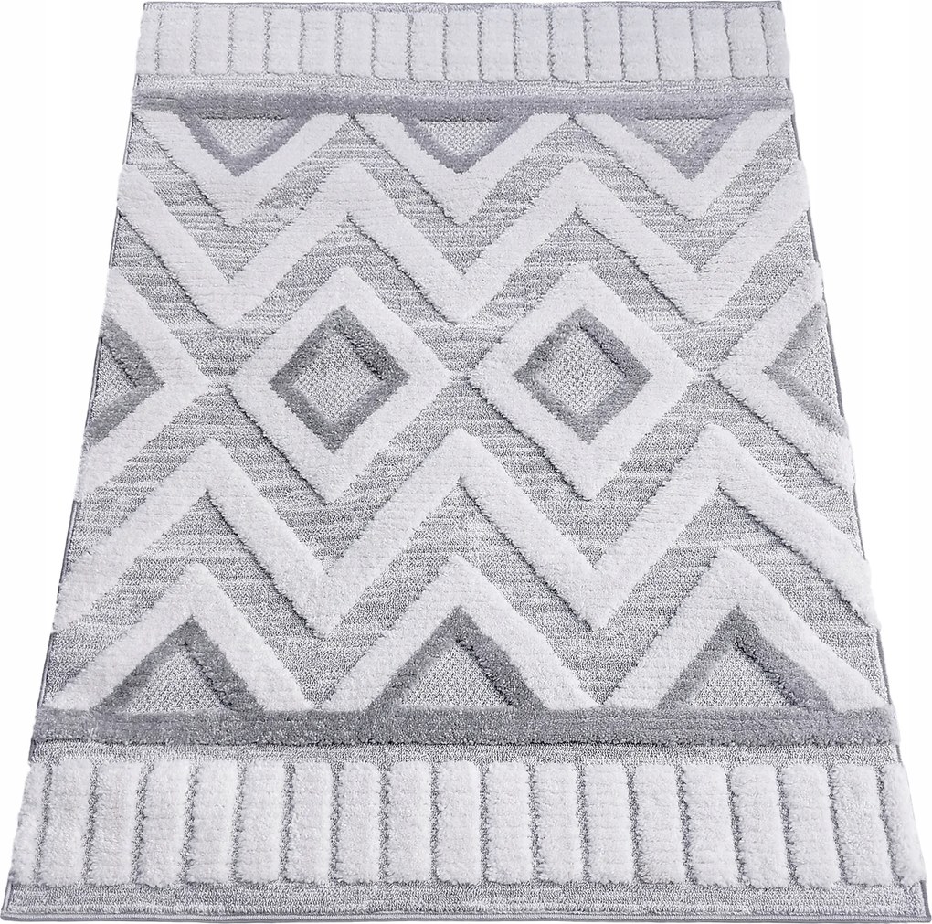 Szőnyeg 60x100 Boho Berber Hálószoba Nappaliba Szürke Krémszínű Kétszintes