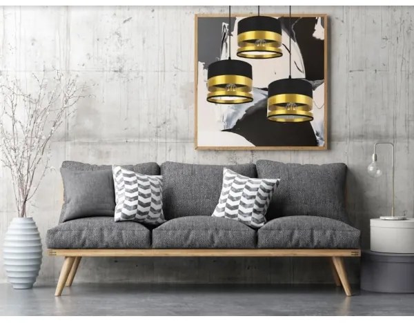 Csillár zsinóron MILO 3xE27/60W/230V arany/fekete