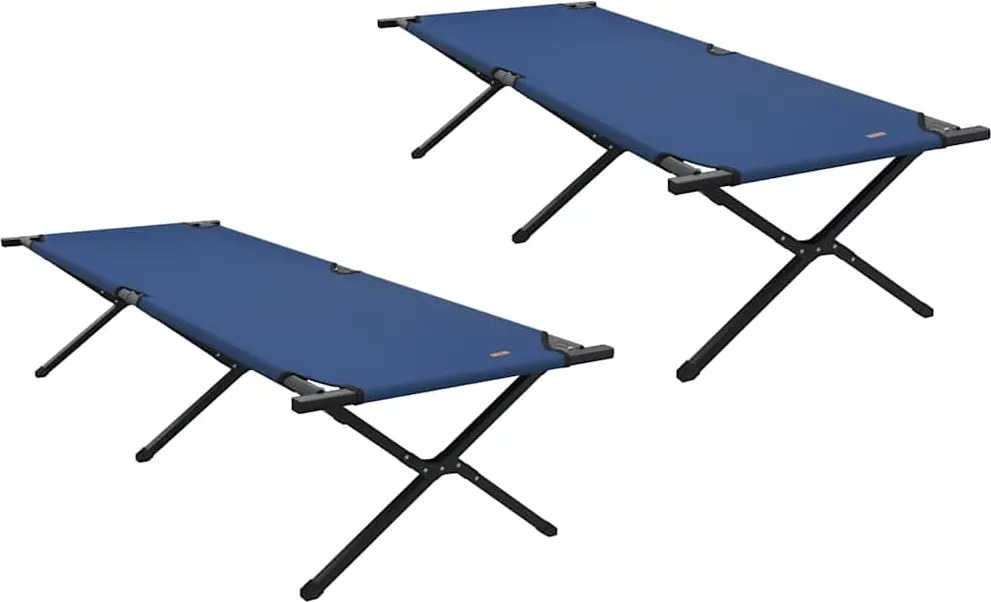 vidaXL Összecsukható Kemping Ágy 2 pcs Kék 210 x 80 x 46 cm